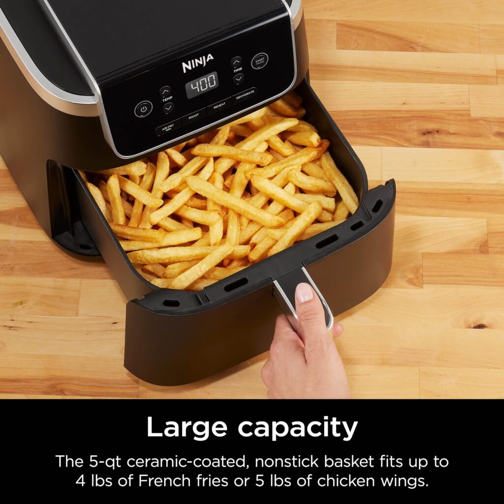 Imagen del producto Ninja | Air Fryer | 4-in-1 Pro Air Fry, Roast, Reheat, Dehydrate | 5QT Capacity fits up to 4lbs of French Fries | 400F Max Temp | Nonstick Basket & Crisper Plate | 120V | Grey | AF141