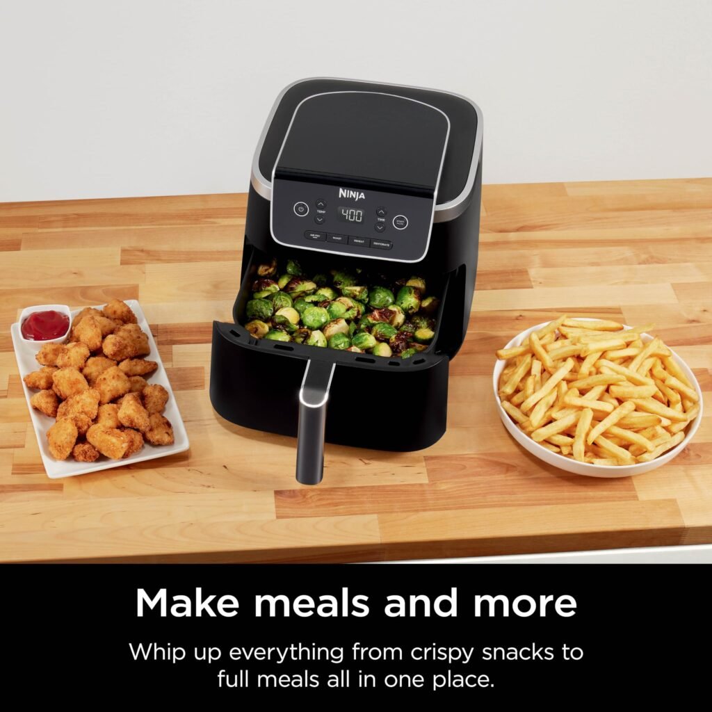Imagen del producto Ninja | Air Fryer | 4-in-1 Pro Air Fry, Roast, Reheat, Dehydrate | 5QT Capacity fits up to 4lbs of French Fries | 400F Max Temp | Nonstick Basket & Crisper Plate | 120V | Grey | AF141
