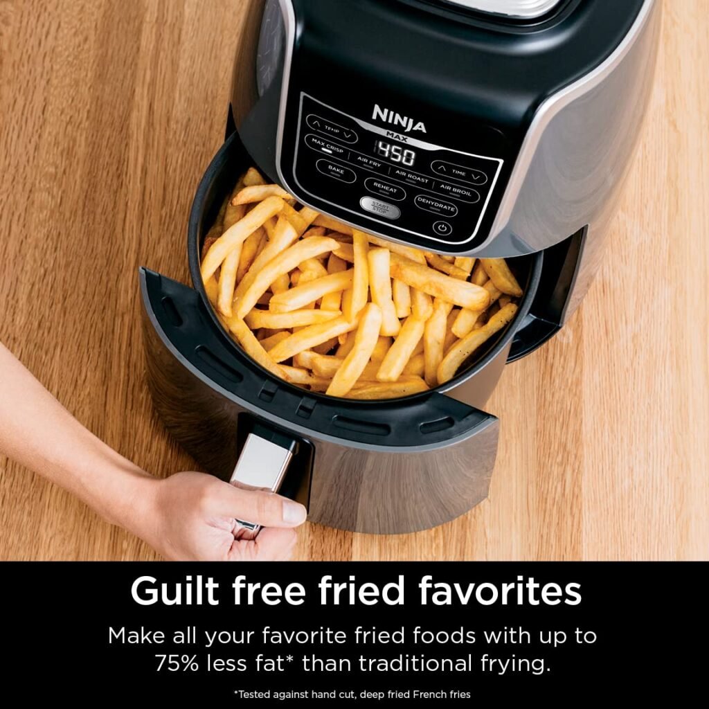 Imagen del producto Ninja | Air Fryer | 5 QT Capacity | 5-in-1 Air Fry, Bake, Roast, Reheat, & Dehydrate | Air Crisp Technology | Nonstick Basket & Crisper Plate | Grey | AF142