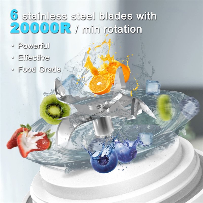 Product image Licuadora y extractor de jugos portátil — Licuadora personal para batidos y smoothies, con 6 cuchillas — Mini licuadora y utensilio de cocina
