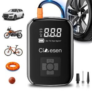 1 Inflador de Neumáticos Portátil, Compresor de Aire Inalámbrico Rápido, Pantalla Digital con Adaptador de Boquilla Multifunción y Batería de Litio de Larga Duración para Coche, Motocicleta, Bicicleta, Neumáticos, Balones, Repuestos para Automóviles