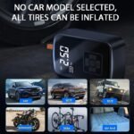 Product thumbnail 1 Inflador de Neumáticos Portátil, Compresor de Aire Inalámbrico Rápido, Pantalla Digital con Adaptador de Boquilla Multifunción y Batería de Litio de Larga Duración para Coche, Motocicleta, Bicicleta, Neumáticos, Balones, Repuestos para Automóviles