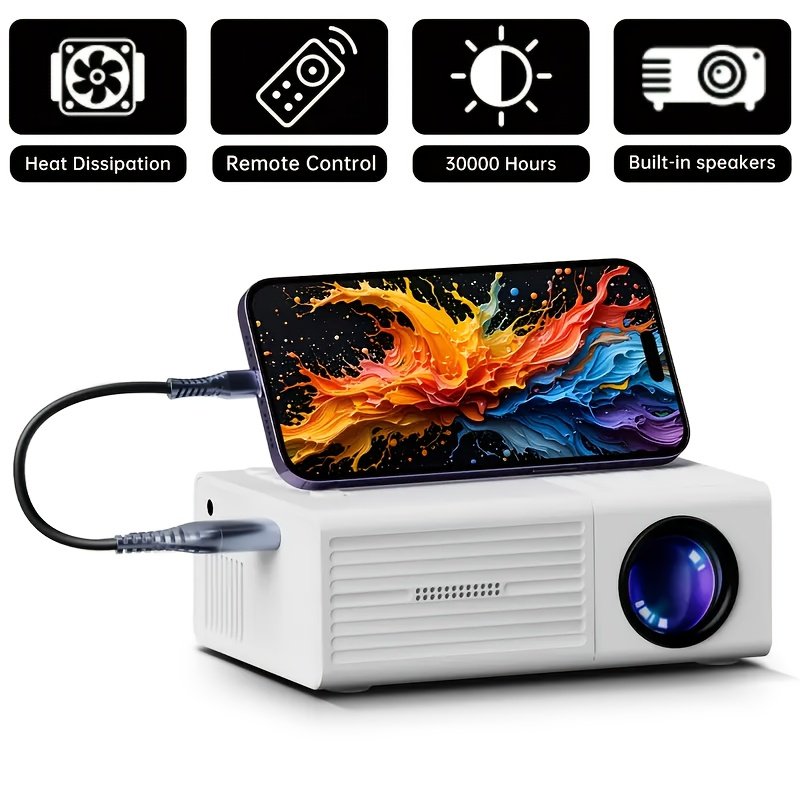 Product image Proyector de Video Compacto con Capacidad Full HD 4K, Resolución Local 720P, Pantalla LCD Similar a Smart TVs,Compatible con smartphones