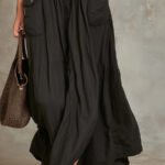 Product thumbnail Vestido largo retro de algodón con bolsillo de solapa