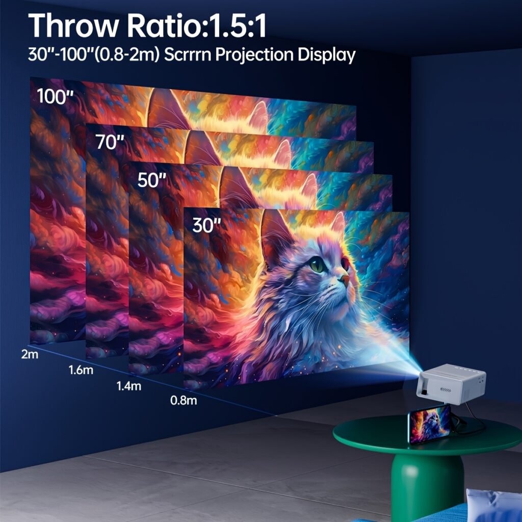 Product image Proyector de Video Compacto con Capacidad Full HD 4K, Resolución Local 720P, Pantalla LCD Similar a Smart TVs,Compatible con smartphones