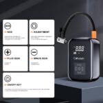 Product thumbnail 1 Inflador de Neumáticos Portátil, Compresor de Aire Inalámbrico Rápido, Pantalla Digital con Adaptador de Boquilla Multifunción y Batería de Litio de Larga Duración para Coche, Motocicleta, Bicicleta, Neumáticos, Balones, Repuestos para Automóviles