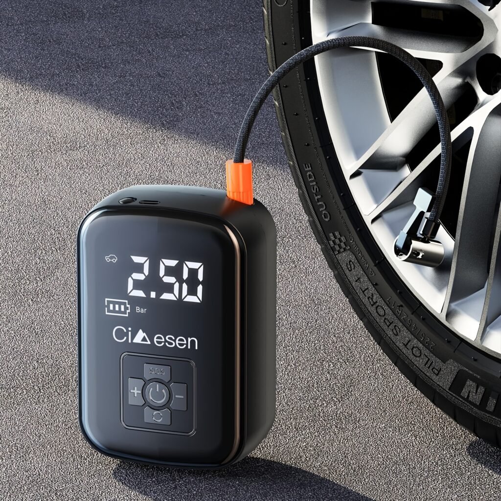 Product image 1 Inflador de Neumáticos Portátil, Compresor de Aire Inalámbrico Rápido, Pantalla Digital con Adaptador de Boquilla Multifunción y Batería de Litio de Larga Duración para Coche, Motocicleta, Bicicleta, Neumáticos, Balones, Repuestos para Automóviles